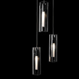Exos Glass 5-Light Pendant detail in Black, Clear Glass, Standard, by Hubbardton Forge