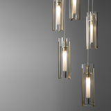 Exos Glass 5-Light Pendant detail in Modern Brass, Clear Glass, Standard, by Hubbardton Forge