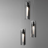 Exos Glass 5-Light Pendant detail in Black, Clear Glass, Standard, by Hubbardton Forge