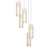 Exos Glass 5-Light Pendant in Modern Brass, Opal Glass, Standard by Hubbardton Forge