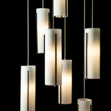 Exos Glass 9-Light Chandelier detail in Black, Opal Glass, Standard, by Hubbardton Forge