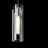 Exos Glass 9-Light Chandelier detail in Sterling, Clear Glass, Standard, by Hubbardton Forge