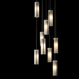 Exos Glass 9-Light Chandelier detail in Black, Opal Glass, Standard, by Hubbardton Forge