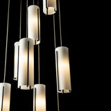 Exos Glass 9-Light Chandelier detail in Black, Opal Glass, Standard, by Hubbardton Forge