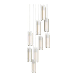 Exos Glass 9-Light Chandelier in Modern Brass, Opal Glass, Long by Hubbardton Forge