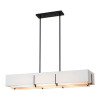 Exos Rectangular Linear Suspension, shown in Black, Natural Anna Inner and Outer, by Hubbardton Forge