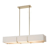 Exos Rectangular Linear Suspension in Soft Gold, Natural Anna Inner, Flax Outer by Hubbardton Forge