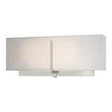 Exos Rectangular Wall Sconce in Sterling, Flax Shade by Hubbardton Forge