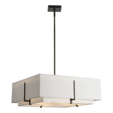 Exos Square Double Shade Pendant Large detail in Dark Smoke, Natural Anna Inner and Outer, by Hubbardton Forge