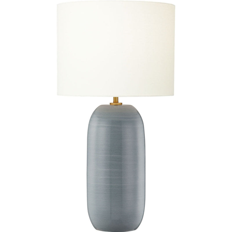 Fanny Slim Table Lamp — White Linen, Frosted Anglia | Frosted Anglia