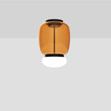 Faro Ceiling Light By Vistosi, Size: Medium, Color: Amber, Finish: Matte Black