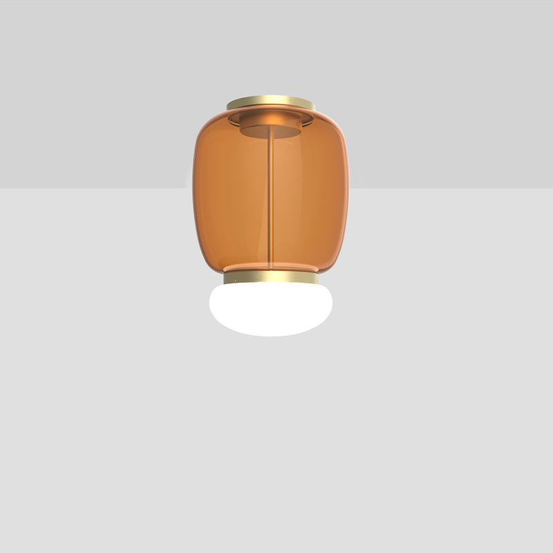 Faro Ceiling Light By Vistosi, Size: Medium, Color: Amber, Finish: Brass