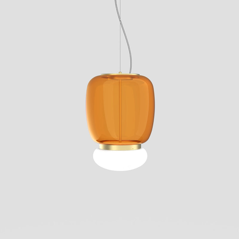 Faro Ceiling Light By Vistosi, Size: Medium, Finish: Brass, Color: Amber
