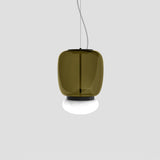 Faro Ceiling Light By Vistosi, Size: Medium, Finish: Matte Black, Color: Old Green