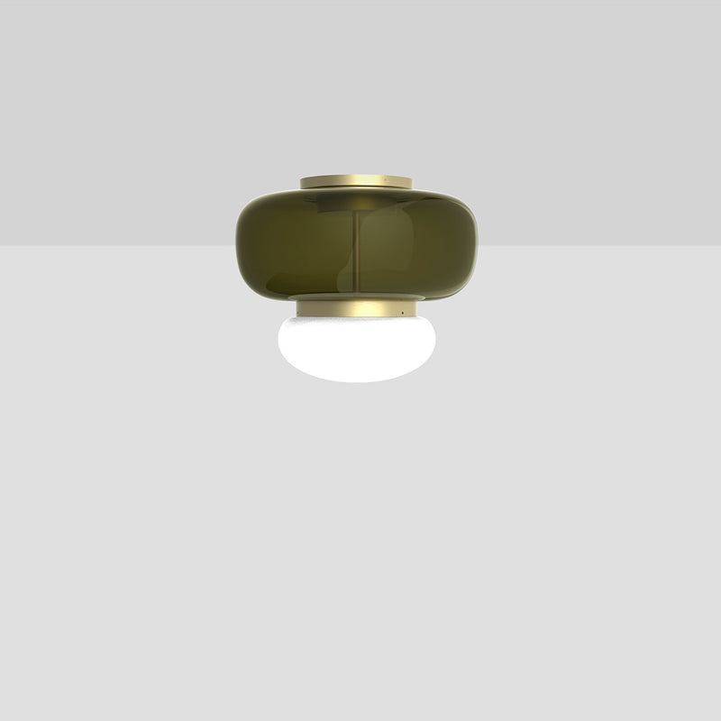 Faro Ceiling Light By Vistosi, Size: Small, Color: Old Green, Finish: Brass