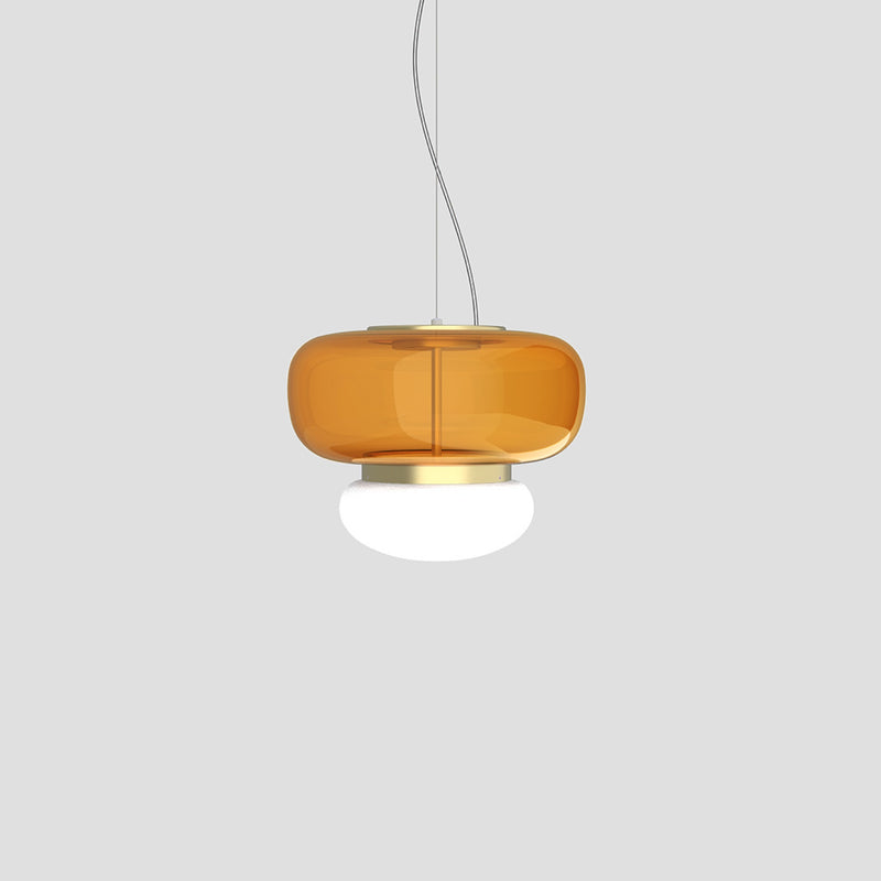 Faro Ceiling Light By Vistosi, Size: Small, Finish: Brass, Color: Amber