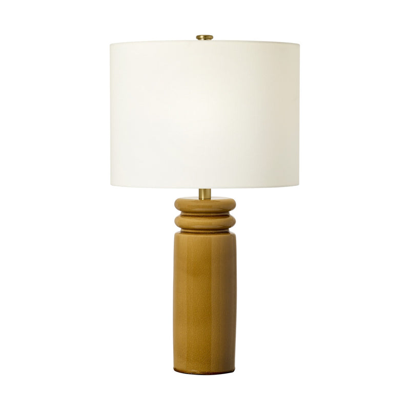 Feikudo Table Lamp — 15", White Linen, Cracked Honey