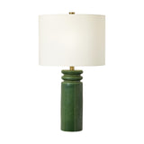 Feikudo Table Lamp — 15", White Linen, Glossy Light Green
