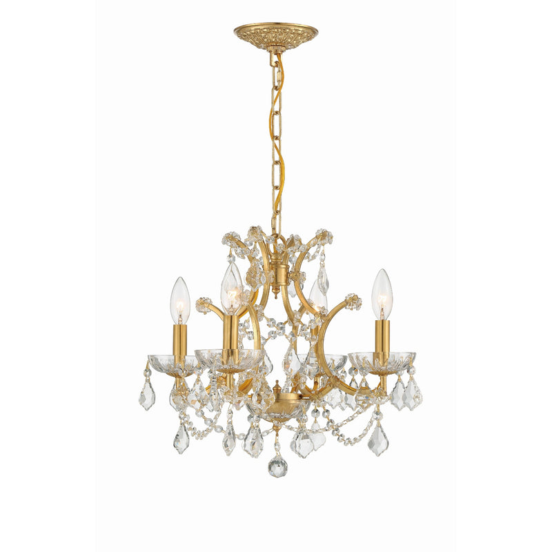 Filmore Chandelier 17.5'' Antique Gold Clear