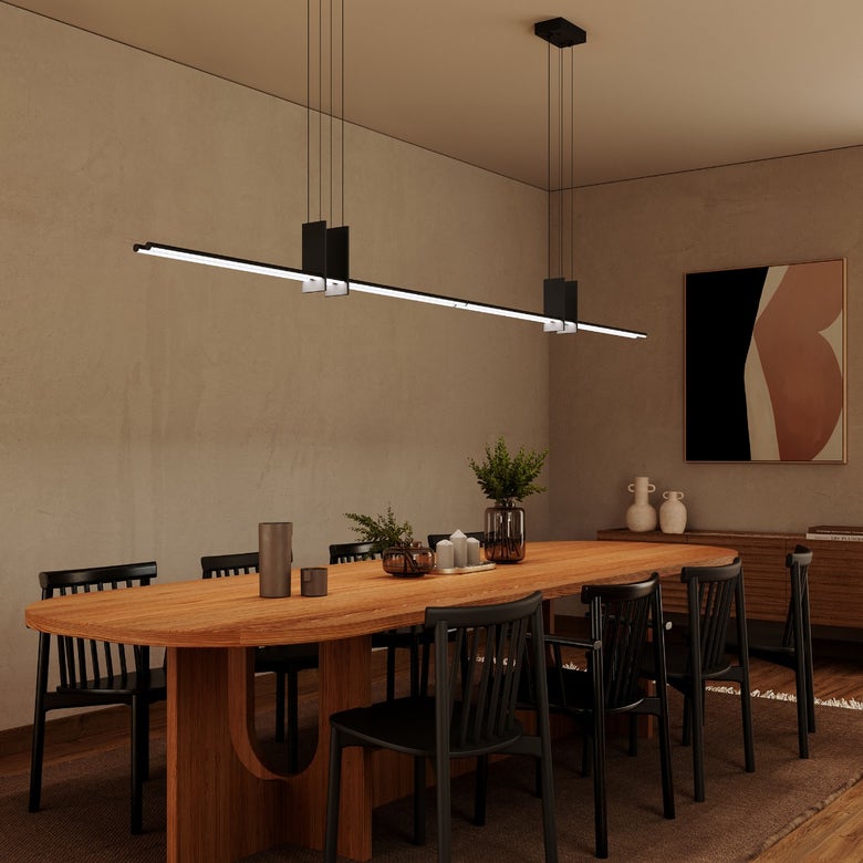 Fino Duo Linear Suspension Stain Black By Sonneman Lifestyle View