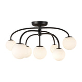 Fiona Flush Mount — 27 Inch, Matte Black/Opal Glass