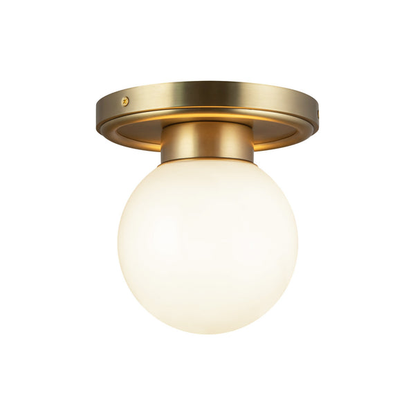 Fiore Ceiling Light Brushed Gold Glossy Opal Glass By Alora