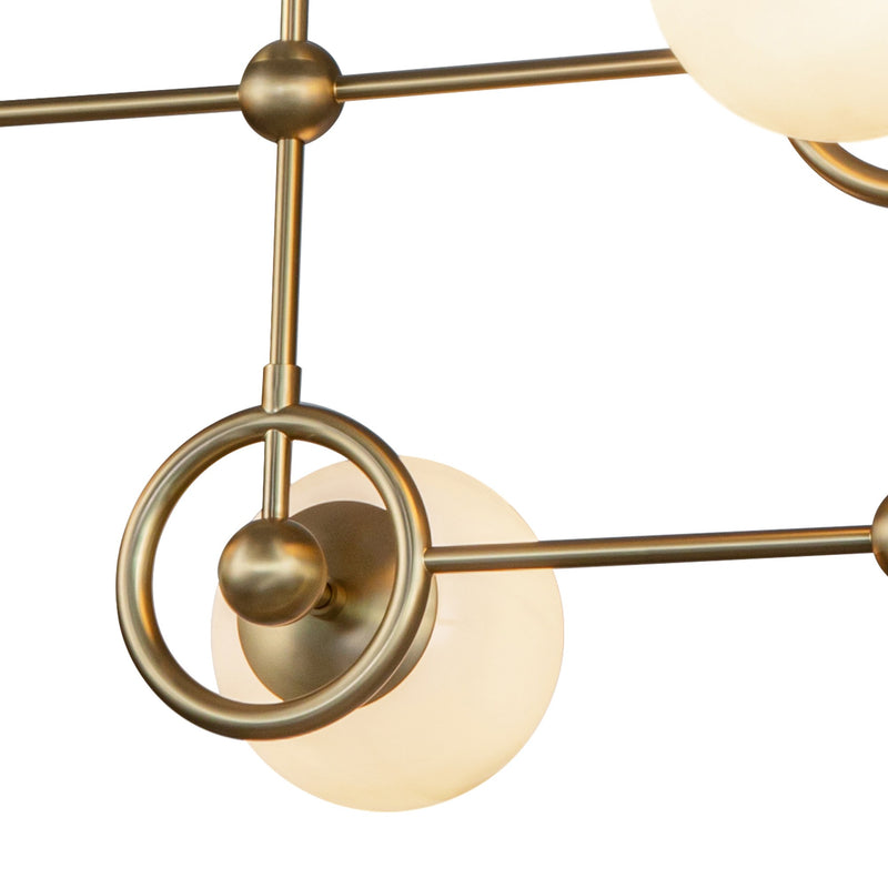 Fiore Chandelier Brushed Gold Glossy Opal Glass By Alora Detailed View
