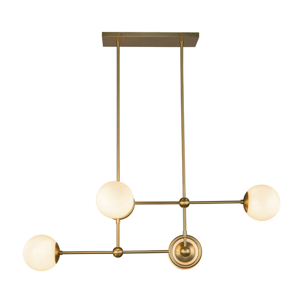 Fiore Chandelier Brushed Gold Glossy Opal Glass By Alora