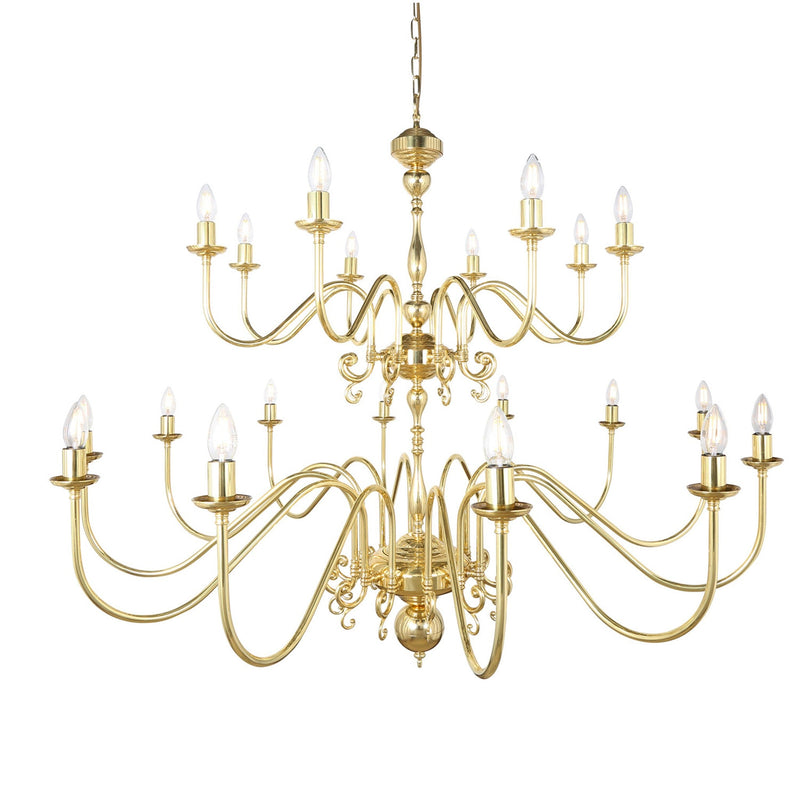 Flemish 2 Tier Chandelier - Polished Brass