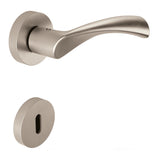Flessa Door Lever in Satin Nickel angled view by Colombo Design