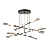 Flight 10-Light Chandelier Small, shown in Dark Smoke, Sterling, by Hubbardton Forge