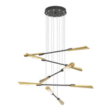 Flight 10-Light Chandelier Small in Black, Modern Brass by Hubbardton Forge