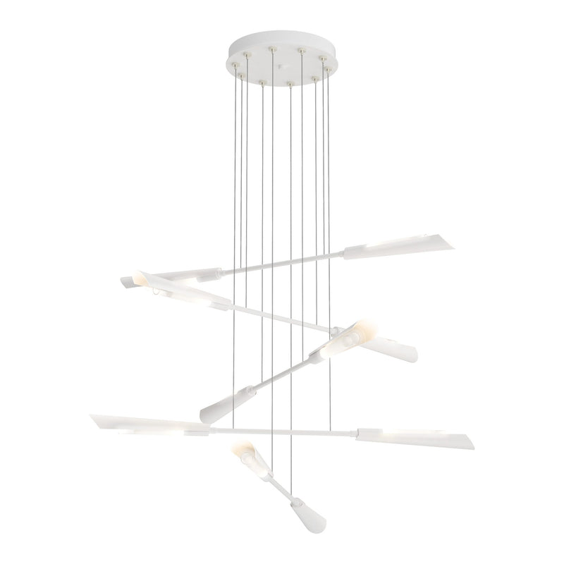 Flight 10-Light Chandelier Small in White, White by Hubbardton Forge