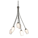 Flora 6 Arm Chandelier in Dark Smoke, Opal Glass by Hubbardton Forge