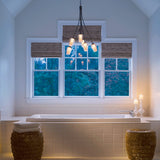 Flora 6 Arm Chandelier lifestyle view by Hubbardton Forge