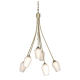 Flora 6 Arm Chandelier in Soft Gold, Opal Glass by Hubbardton Forge