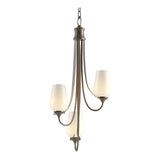 Flora Chandelier 3 Light, shown in Bronze, Opal Glass, by Hubbardton Forge