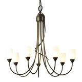 Flora Chandelier 7 Light, shown in Bronze, Opal Glass, by Hubbardton Forge