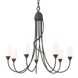 Flora Chandelier 7 Light in Natural Iron, Opal Glass by Hubbardton Forge
