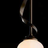 Flora Down Light Mini Pendant detail in Bronze, Opal Glass, by Hubbardton Forge