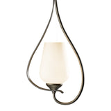 Flora Up Light Mini Pendant, shown in Dark Smoke, Opal Glass, by Hubbardton Forge
