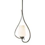 Flora Up Light Mini Pendant, shown in Dark Smoke, Opal Glass, by Hubbardton Forge