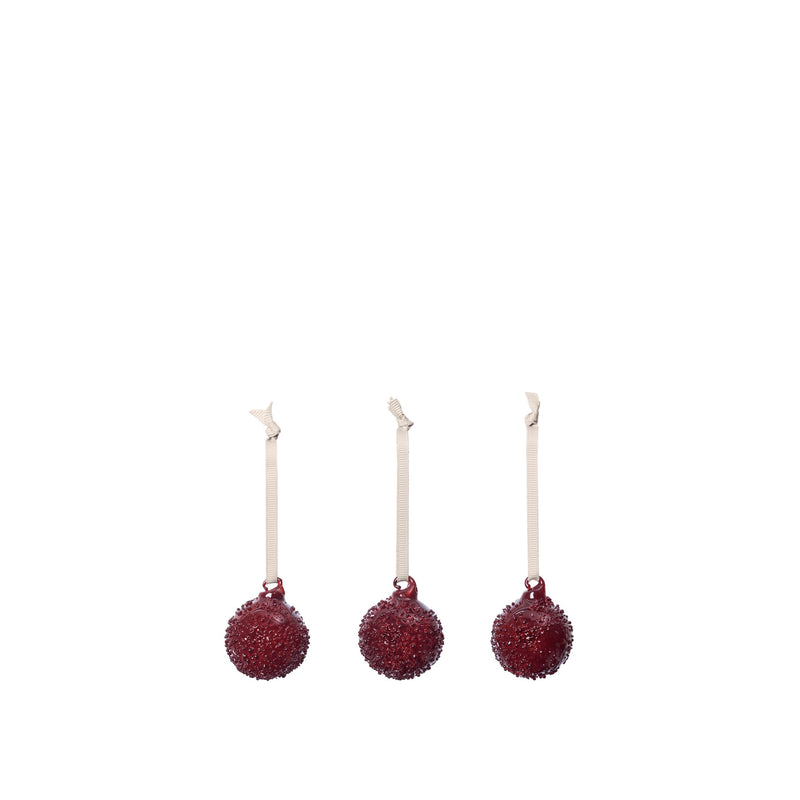 Flurry Glass Baubles, Set of 3 - Small / Picante Red