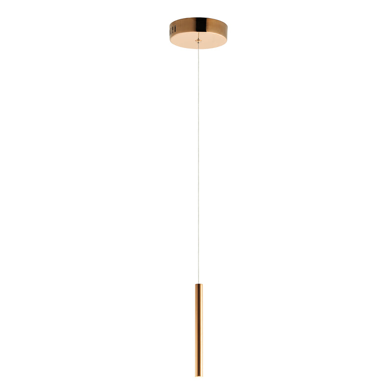 Flute 1-Light LED Pendant by ET2 - 1 Inch, Rose Gold