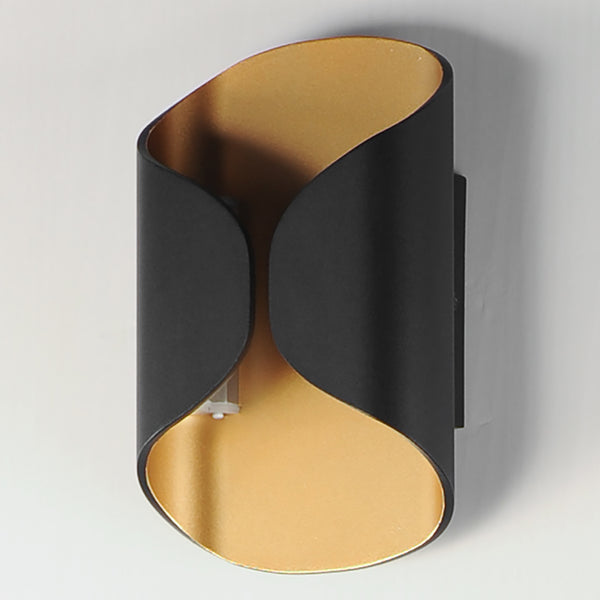 Folio Outdoor Wall Lamp Black And Gold Small By ET2 Side View