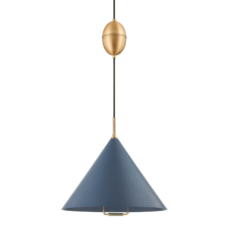Fontana Pendant - Patina Brass with Slate Blue by Troy Lighting