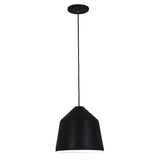 Gael Ceramic Pendant Light by Geo Contemporary in Black ceramic with a black cord, shown at full drop with its canopy