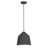 Gael Ceramic Pendant Light by Geo Contemporary in Graphite ceramic with a black cord, shown at full drop with its canopy