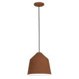 Gael Ceramic Pendant Light by Geo Contemporary in Terracotta ceramic with a black cord, shown at full drop with its canopy