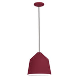 Gael Ceramic Pendant Light by Geo Contemporary in Wine ceramic with a black cord, shown at full drop with its canopy